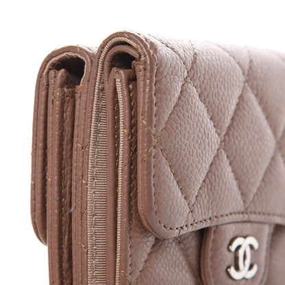Chanel Caviar Quilted Compact Flap Wallet Dark Beige 12 of 14