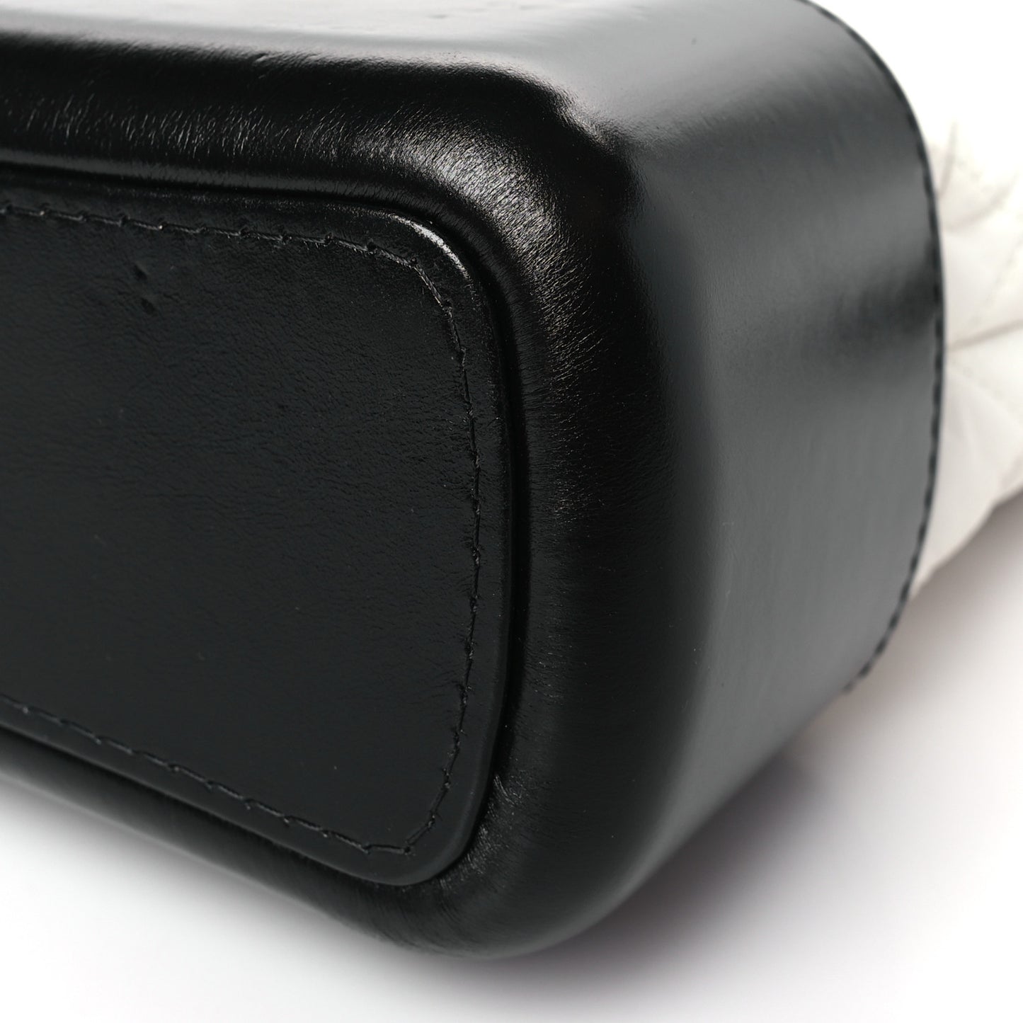 Aged Calfskin Quilted Medium Gabrielle Hobo Black White