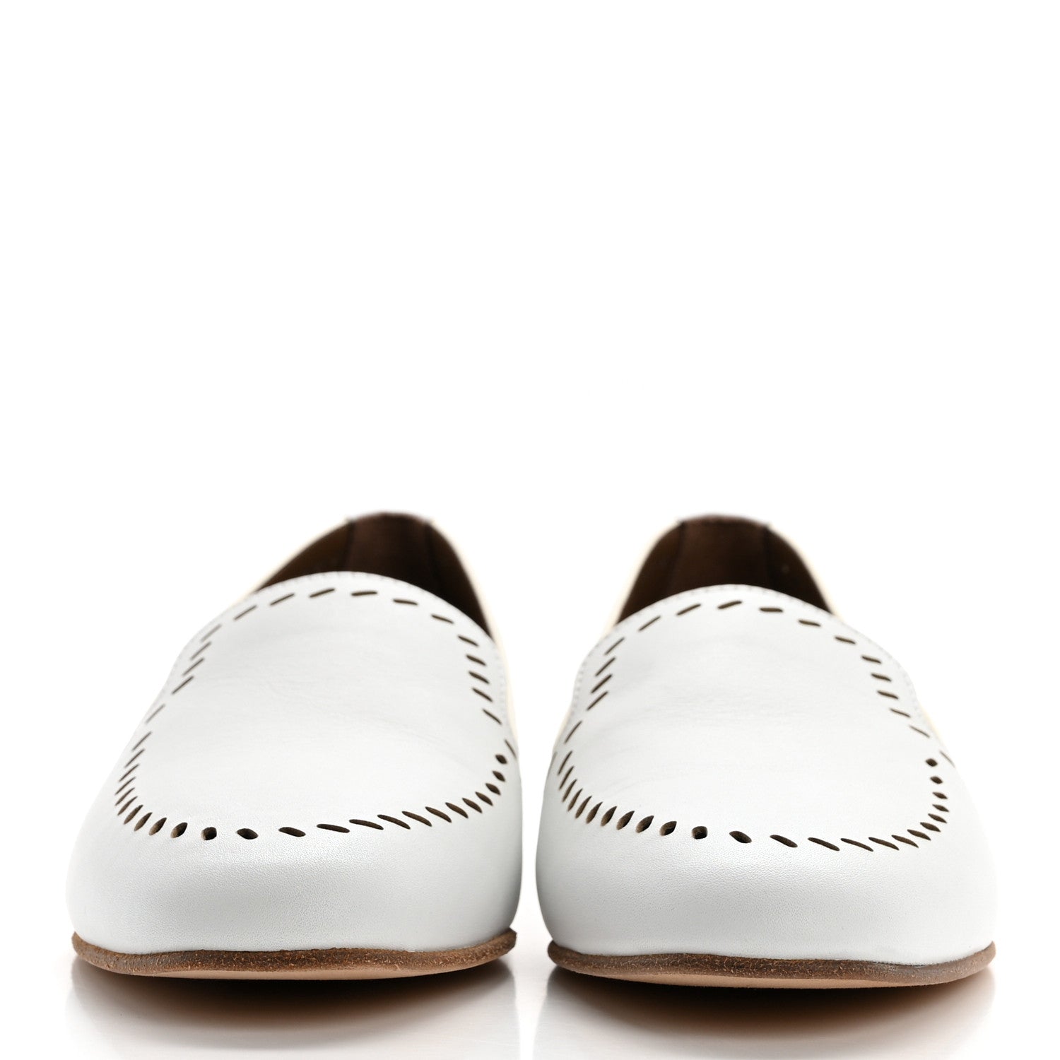Hermes Calfskin Ovale Moccasin Loafers 37 White 2 of 9