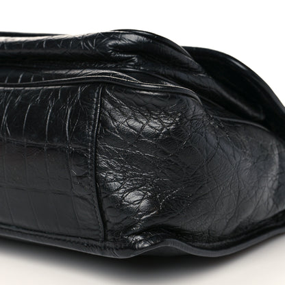 Saint Laurent Crinkled Calfskin Crocodile Embossed Monogram Medium Niki Chain Satchel Black 10 of 10