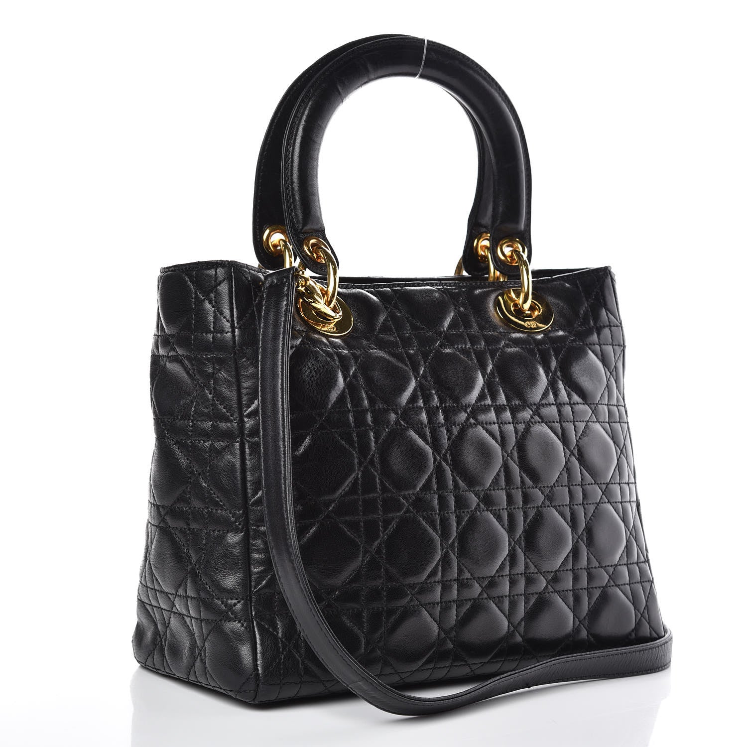 Christian Dior Lambskin Cannage Medium Lady Dior Black 3 of 14