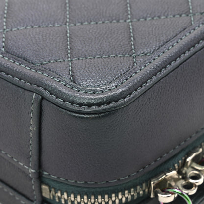 Chanel Iridescent Caviar Quilted Small CC Filigree Vanity Case Dark Turquoise 11 of 11