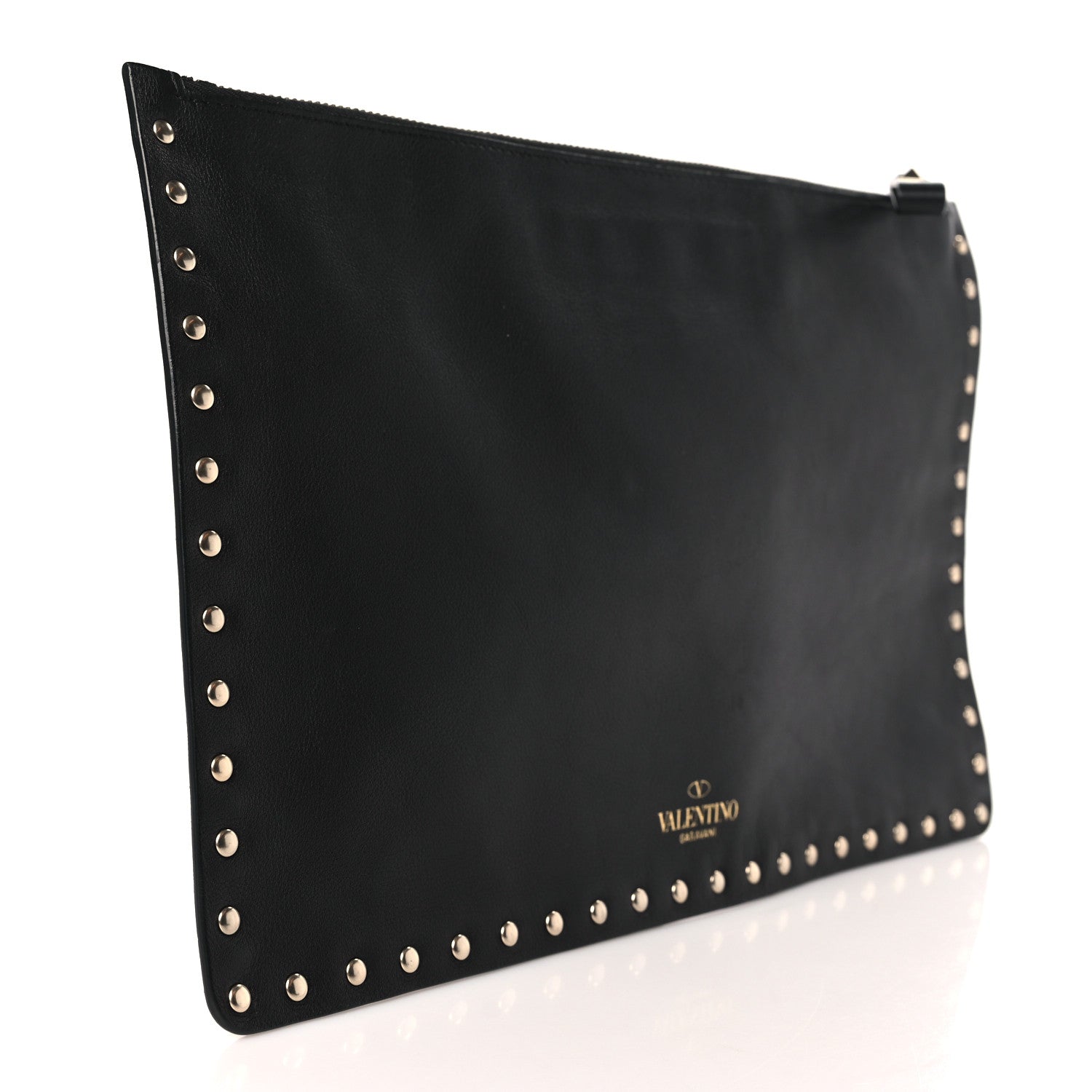 Valentino Garavani Vitello Large Rockstud Zip Wristlet Pouch Black 3 of 6
