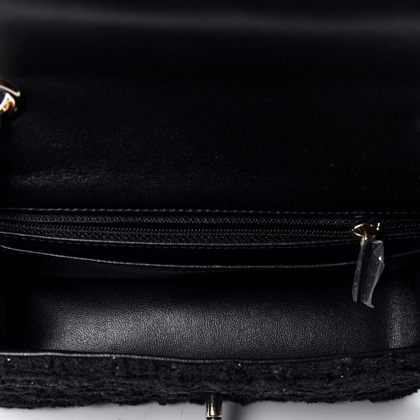 Tweed Quilted Mini Rectangular Flap Black