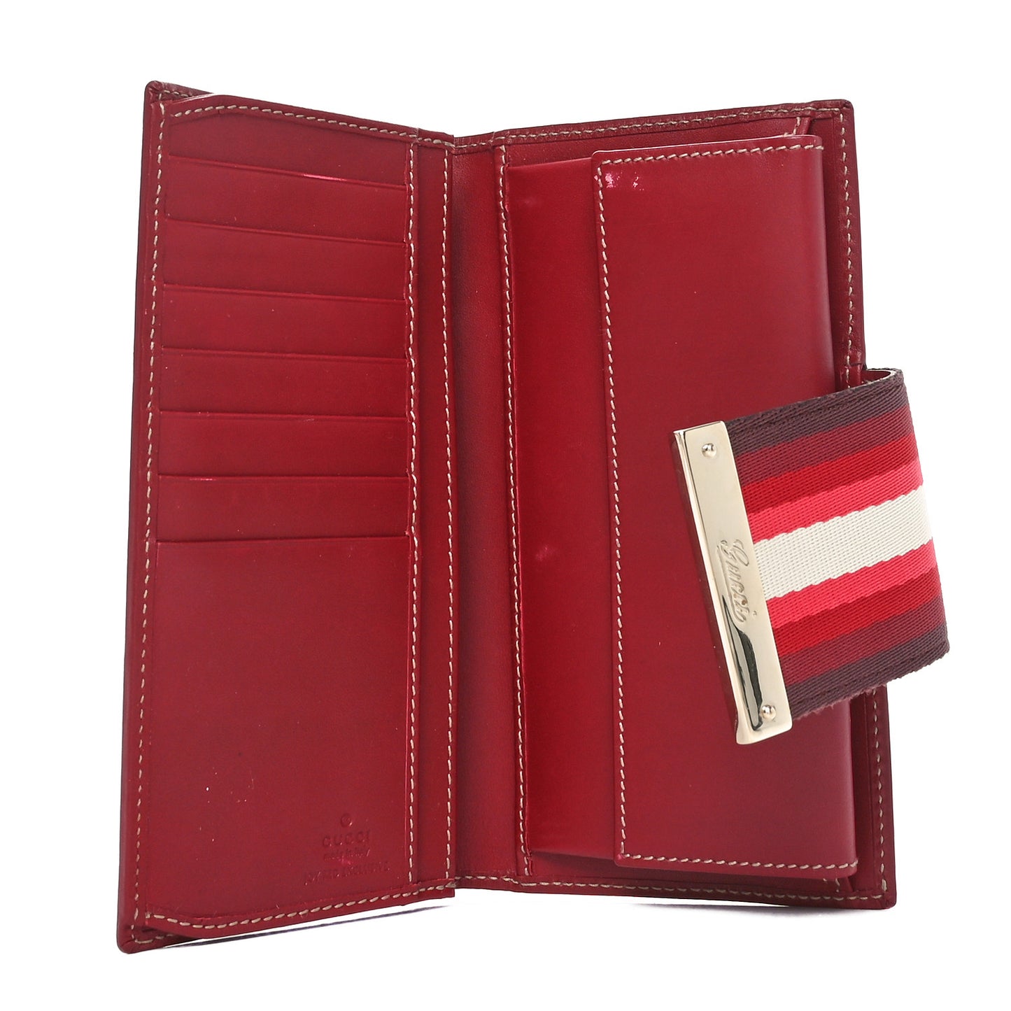 Monogram Calfskin Ladies Web Long Wallet Red