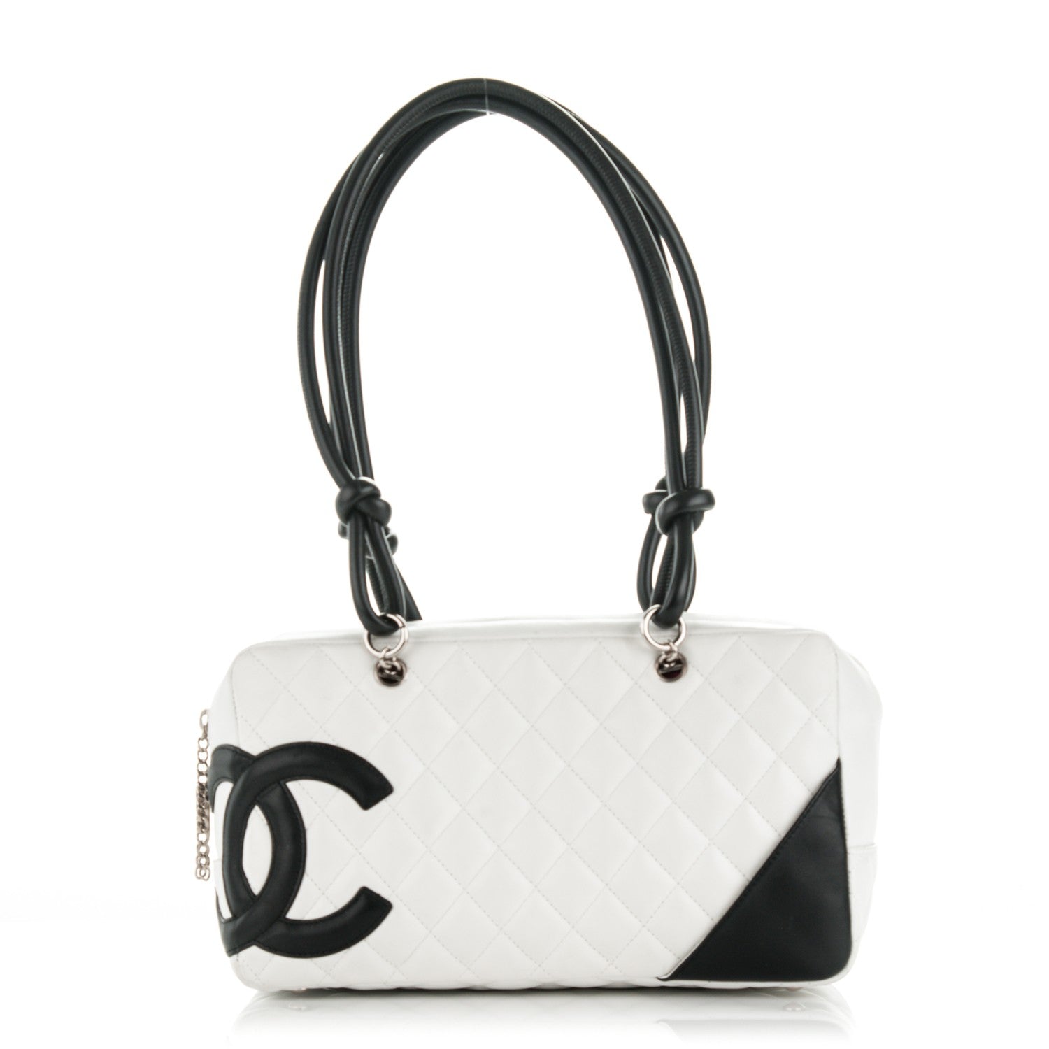 Chanel Calfskin Quilted Large Cambon Bowler White Black 1 of 7