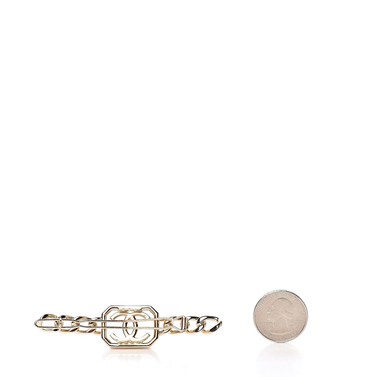 Crystal Chain CC Vendome Hair Clip Barrette Gold