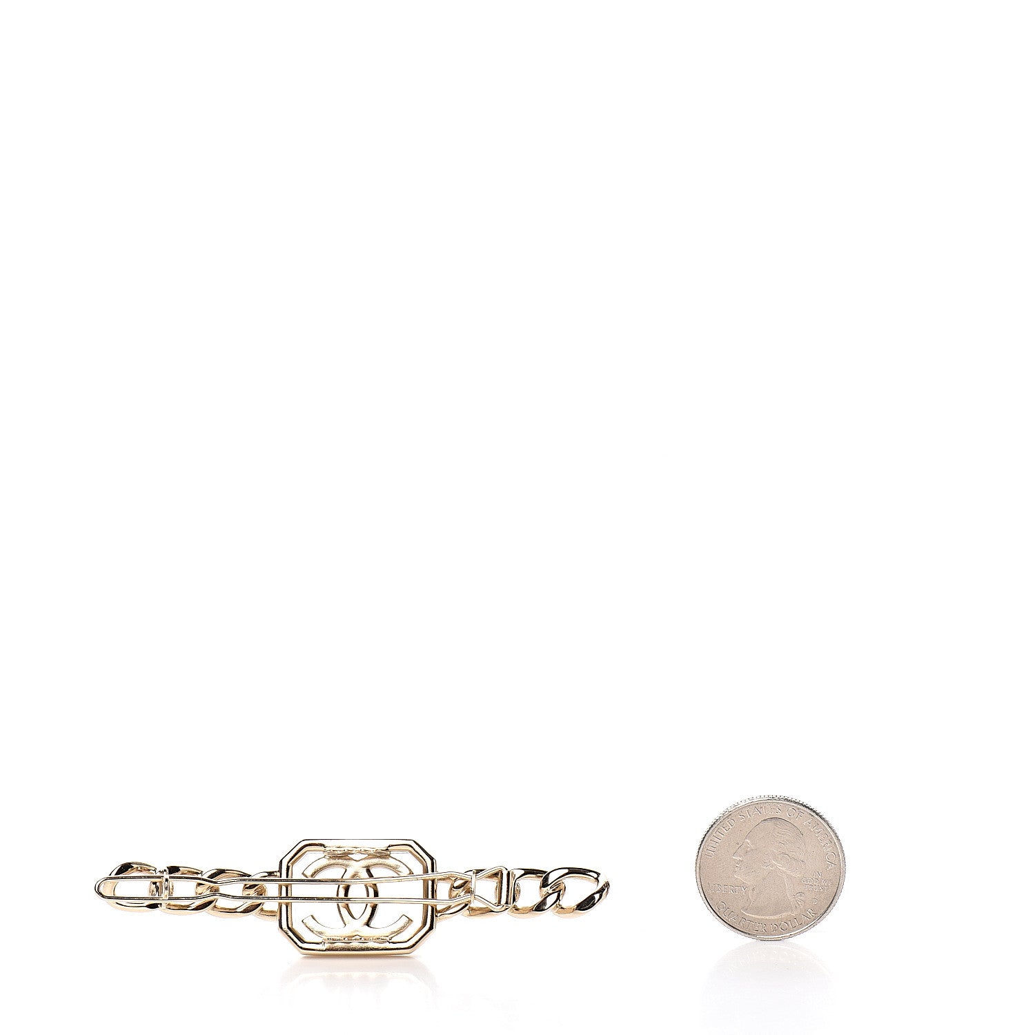 Chanel Crystal Chain CC Vendome Hair Clip Barrette Gold 2 of 4