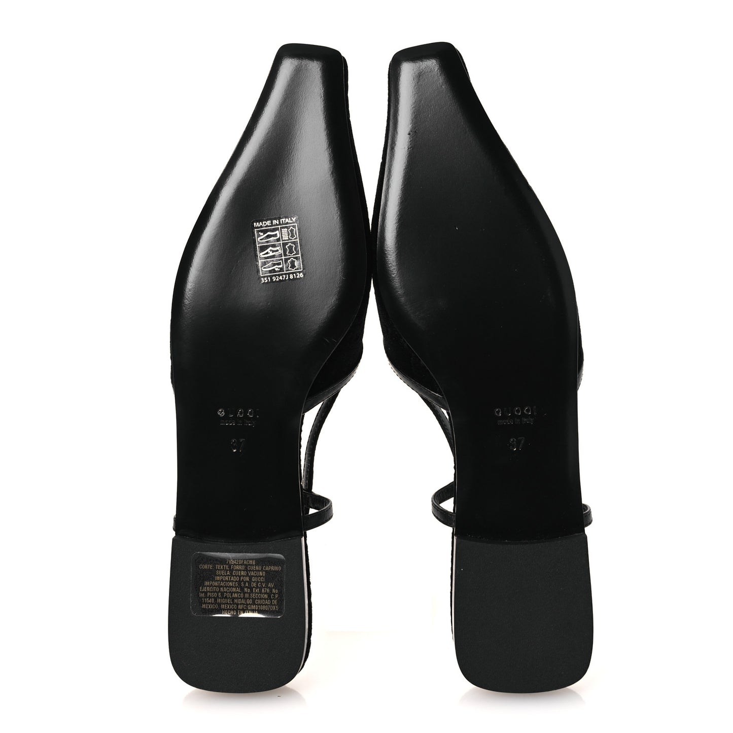 New Velvet Ashmir GG Monogram Malaga Kid Slingback Ballet Flats 37 Black