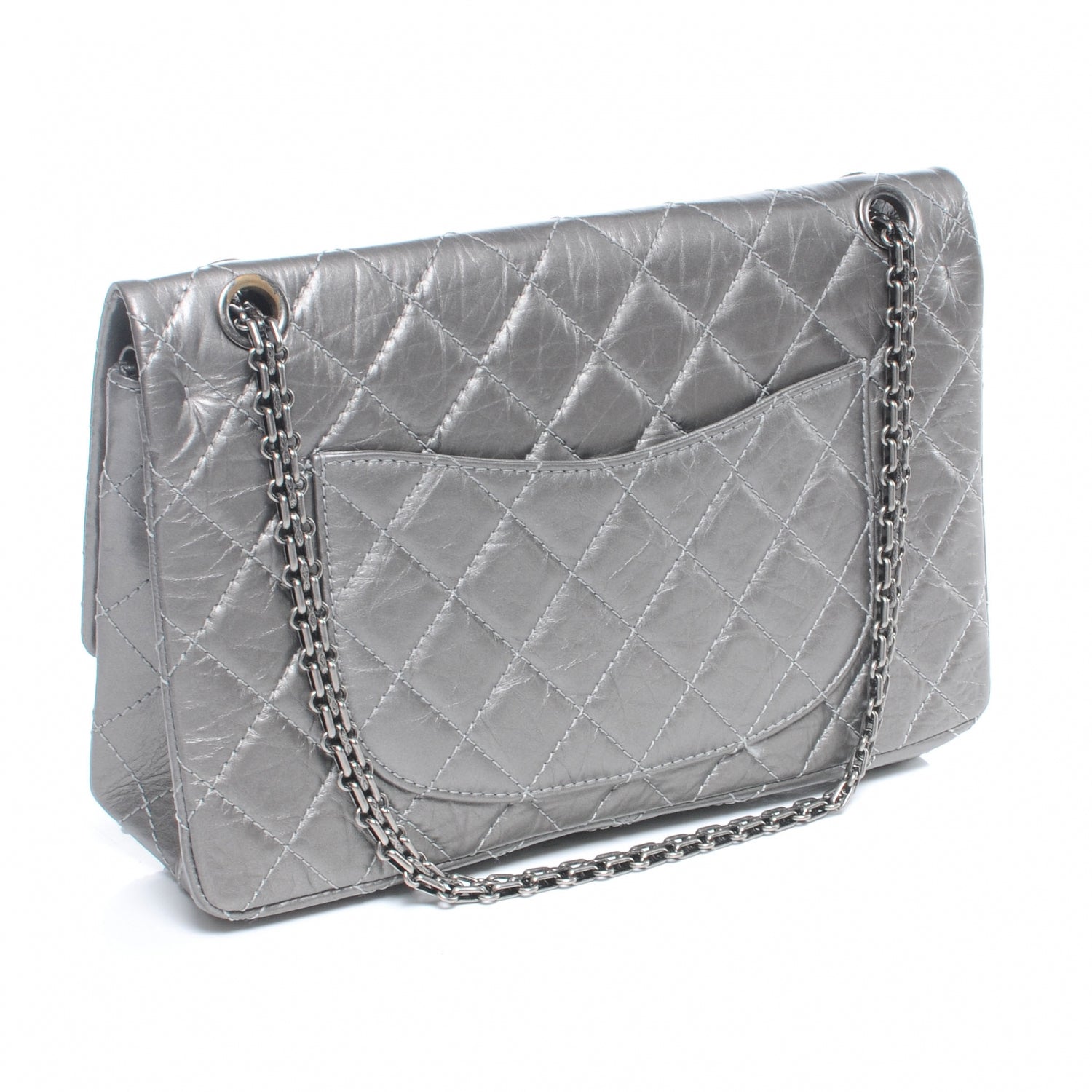 Chanel Aged Calfskin 2.55 Reissue 226 Jumbo Flap Silver 3 of 6