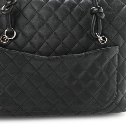 Chanel Calfskin Quilted Large Cambon Flap Black White 22 of 25