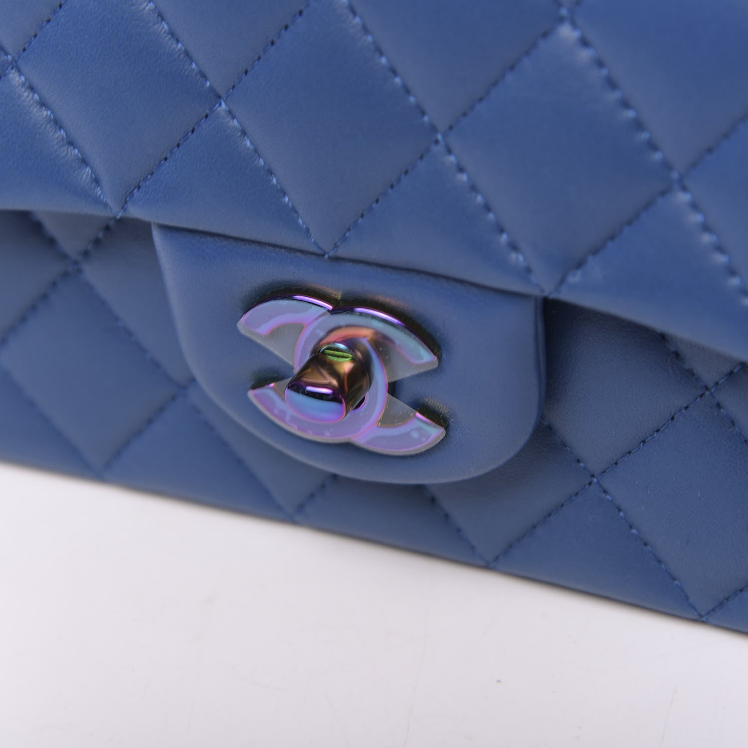Chanel Lambskin Quilted Mini Rectangular Flap Blue Purple 9 of 12