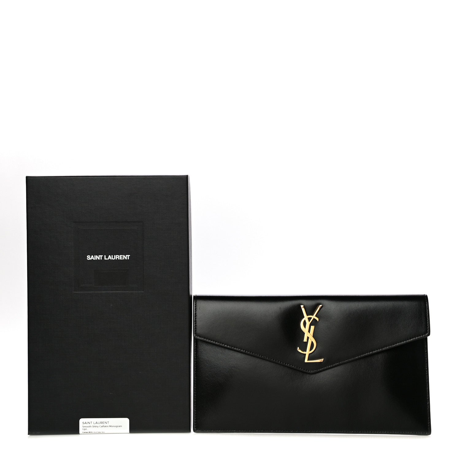 Saint Laurent Smooth Shiny Calfskin Monogram Uptown Pouch Black 11 of 11