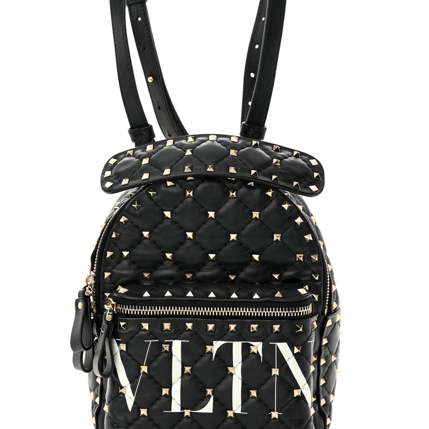 Lambskin VLTN Print Quilted Mini Rockstud Spike Backpack Black