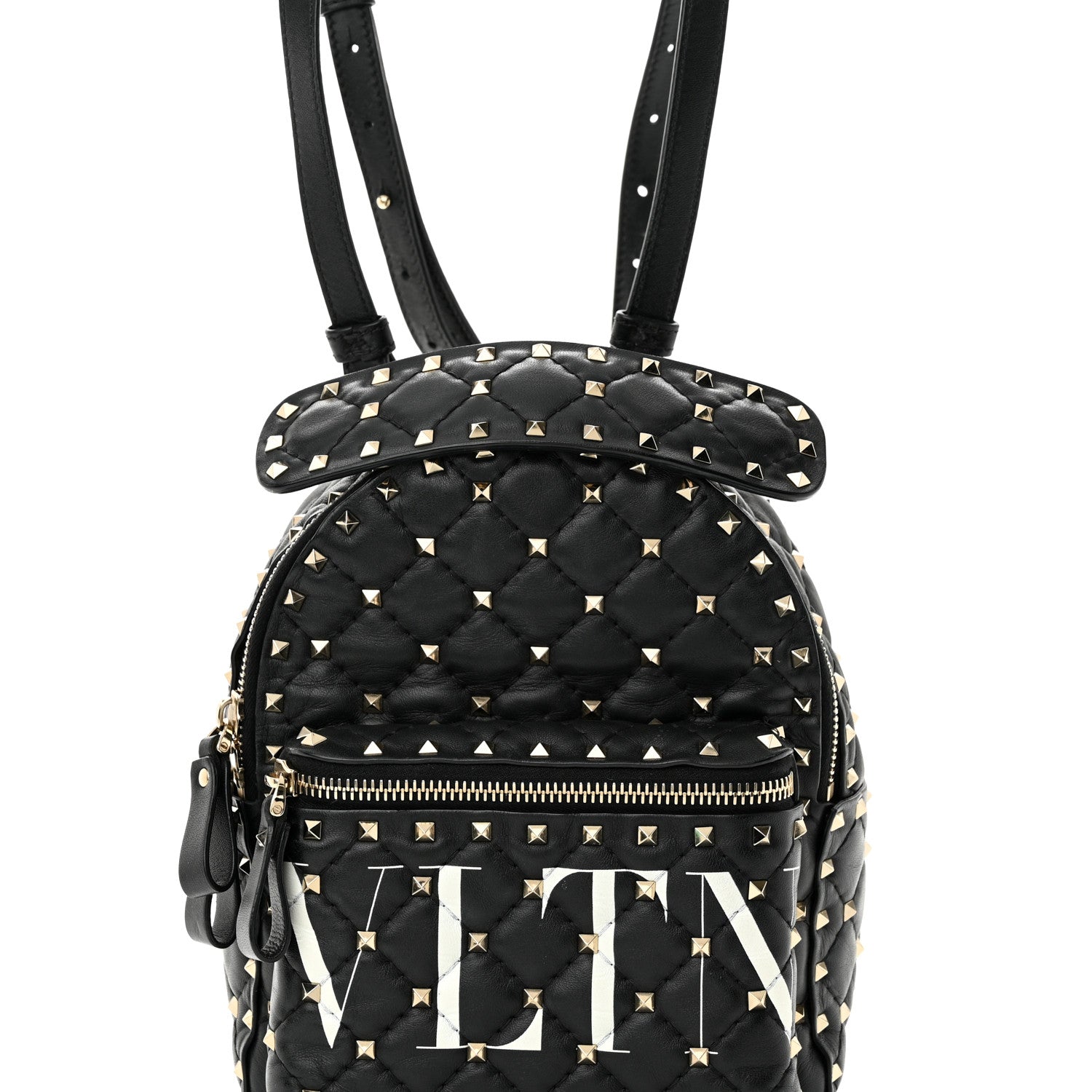 Valentino Garavani Lambskin VLTN Print Quilted Mini Rockstud Spike Backpack Black 8 of 14