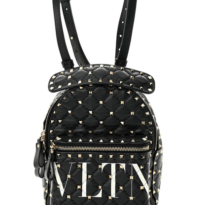 Valentino Garavani Lambskin VLTN Print Quilted Mini Rockstud Spike Backpack Black 8 of 14
