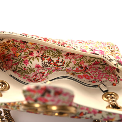 Gucci Cotton Calfskin Matelasse Floral Print Small GG Marmont Shoulder Bag Ivory Pink 5 of 10