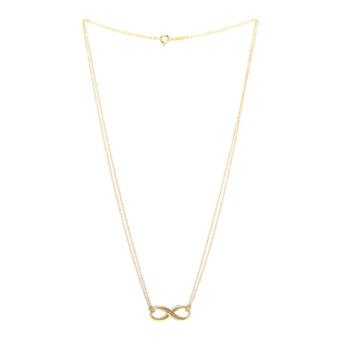 18K Yellow Gold Infinity Double Chain Pendant Necklace