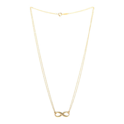 Tiffany 18K Yellow Gold Infinity Double Chain Pendant Necklace 3 of 6
