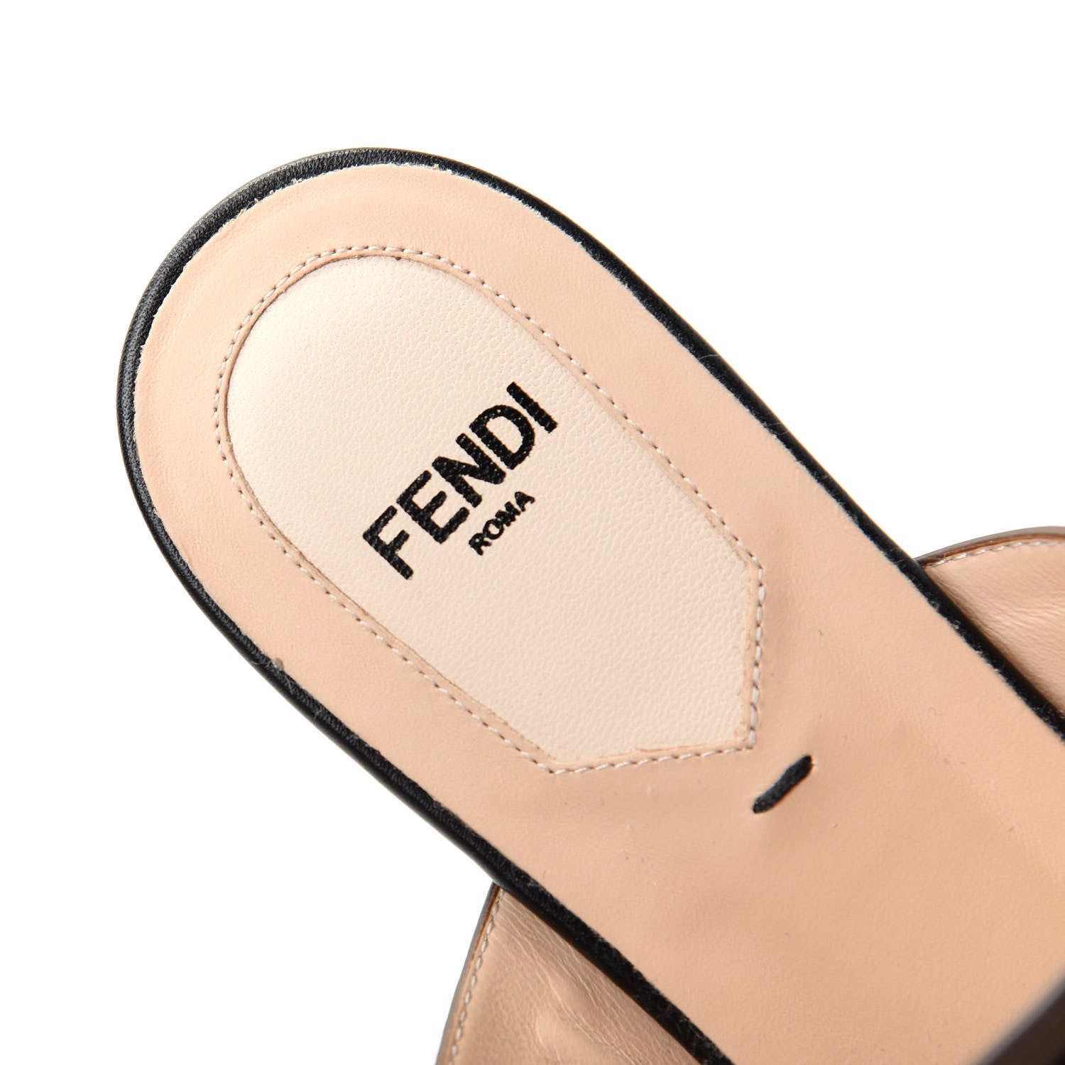 Fendi Vitello FF Embossed Buckle Flat Mules 37 Maya Black 8 of 10