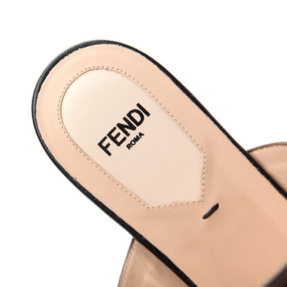 Fendi Vitello FF Embossed Buckle Flat Mules 37 Maya Black 8 of 10