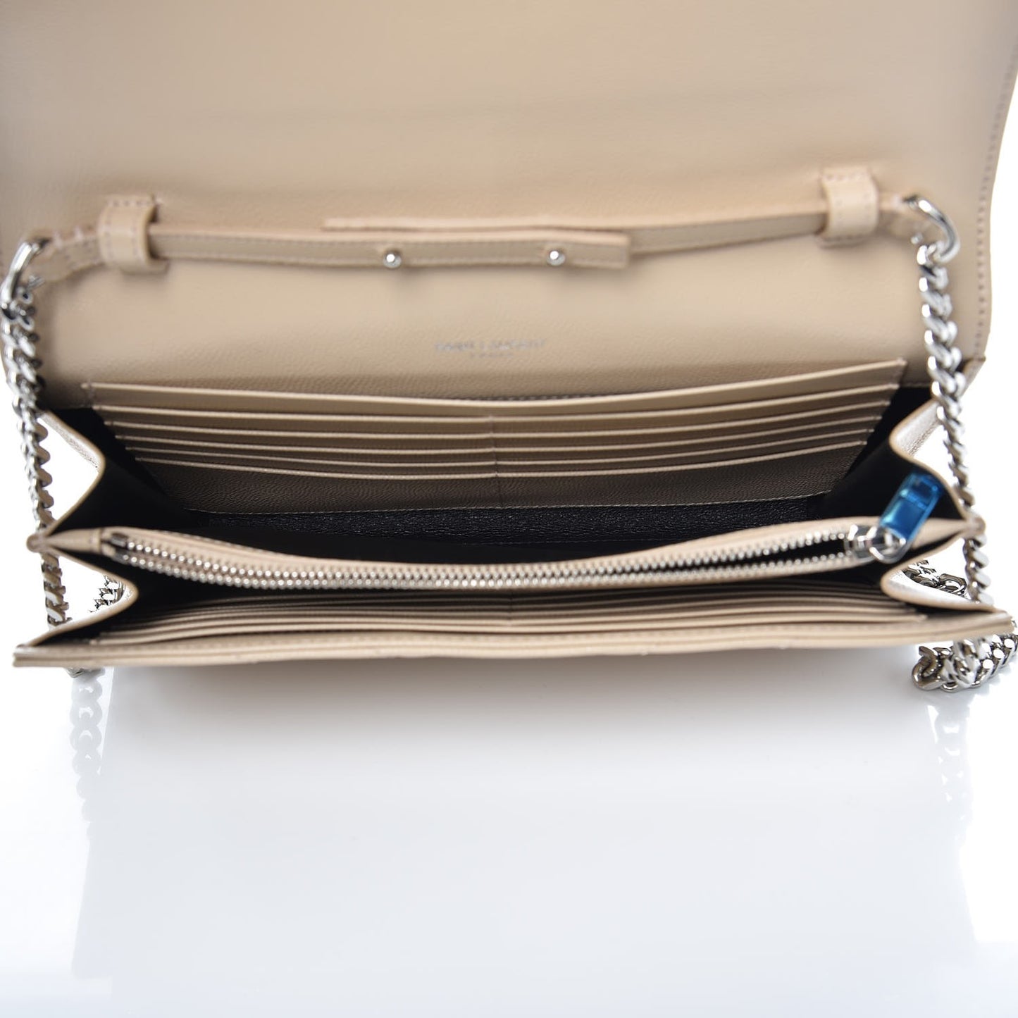 Grain De Poudre Matelasse Chevron Monogram Chain Wallet Nude Powder