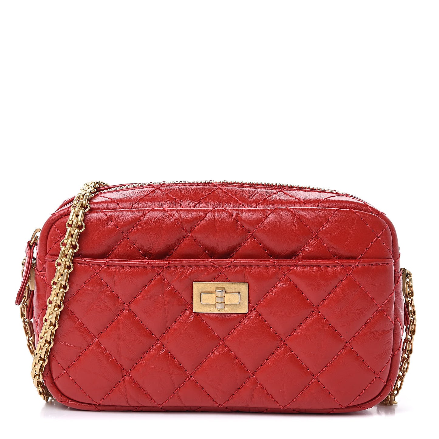 Aged Calfskin Quilted Mini Reissue Camera Case Red