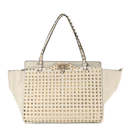 Valentino Garavani Vitello Medium Rockstud All Over Tote White 1 of 10