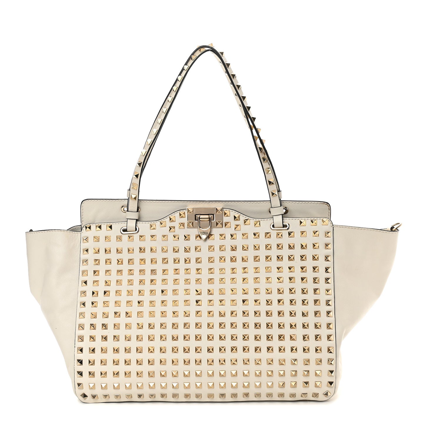 Vitello Medium Rockstud All Over Tote White