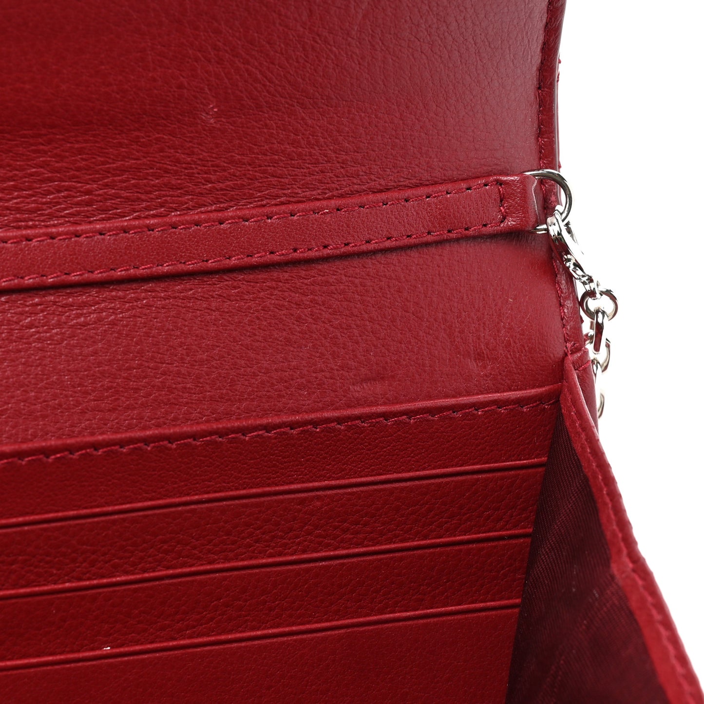Patent Cannage Lady Dior Rendezvous Wallet On Chain Red