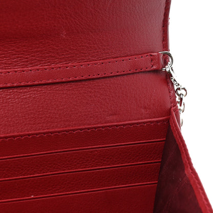 Christian Dior Patent Cannage Lady Dior Rendezvous Wallet On Chain Red 12 of 14