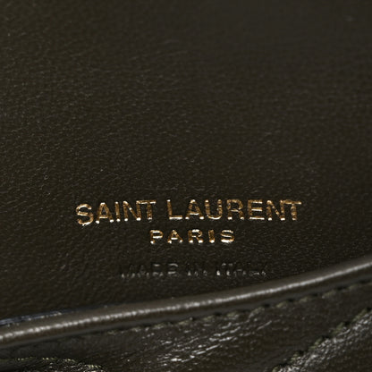 Saint Laurent Calfskin Matelasse Chevron Monogram Fragments Zippered Card Case Light Musk 6 of 8