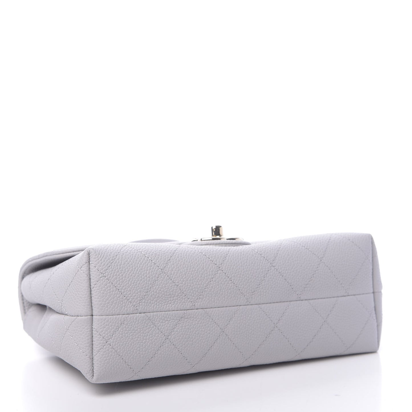 Grained Calfskin Quilted Single Flap Grey