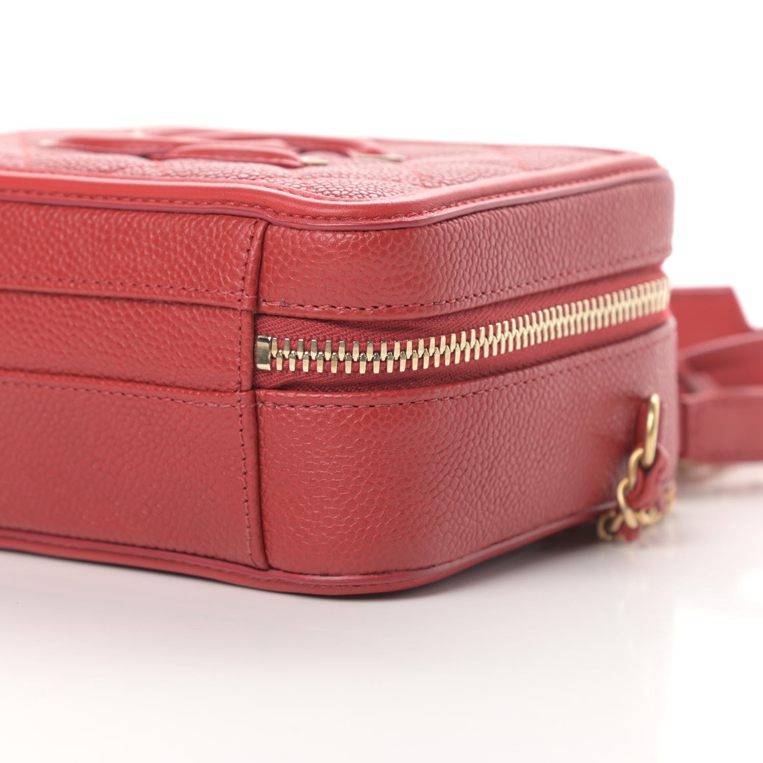 Chanel Caviar Quilted Small CC Filigree Vanity Case Red 10 of 13