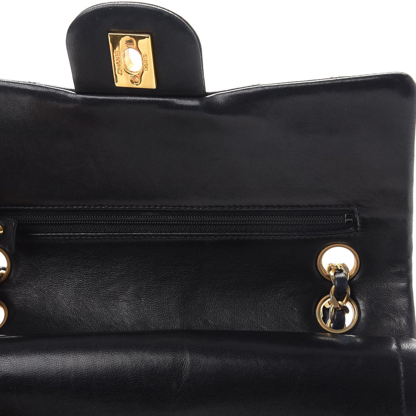 Lambskin Quilted Small Double Flap Black