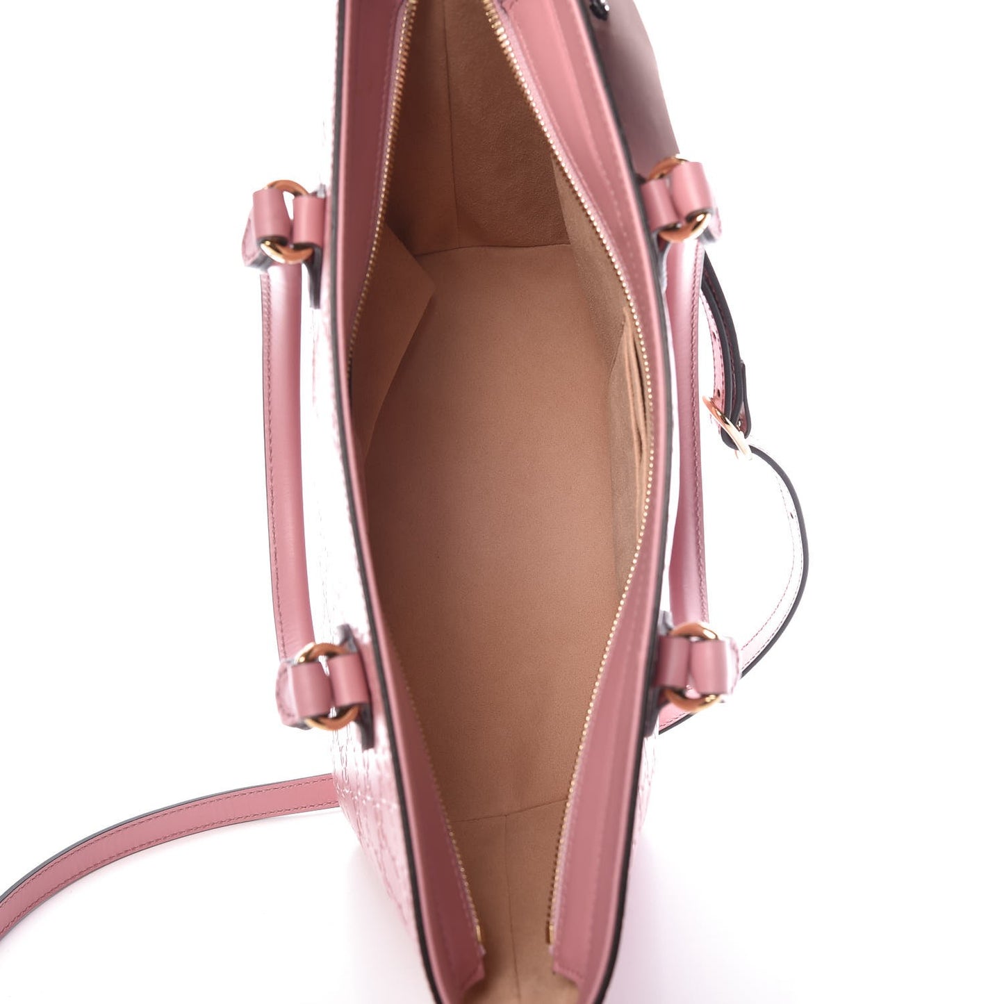 Guccissima Signature Small Zippered Bucket Tote Rose Baby Candy