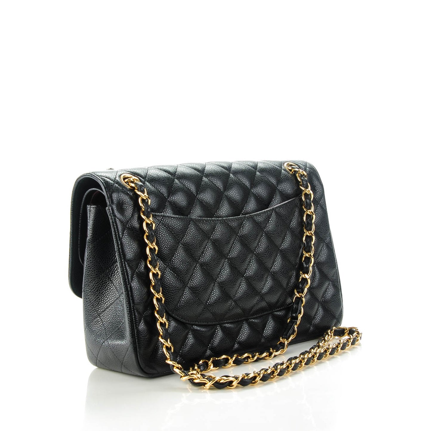 Caviar Quilted Jumbo Double Flap Black