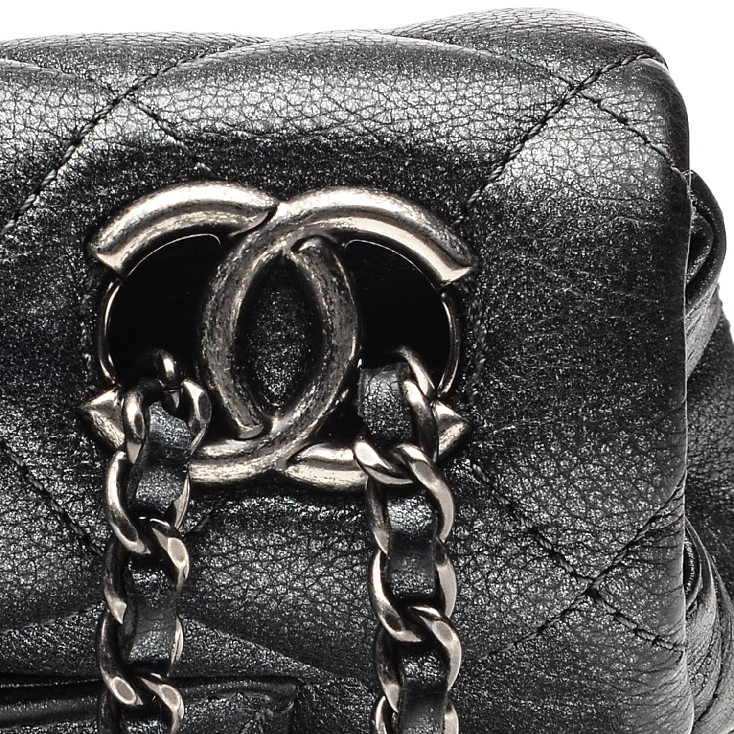 Chanel Metallic Calfskin Quilted Medium Medallion Flap Dark Silver 8 of 10