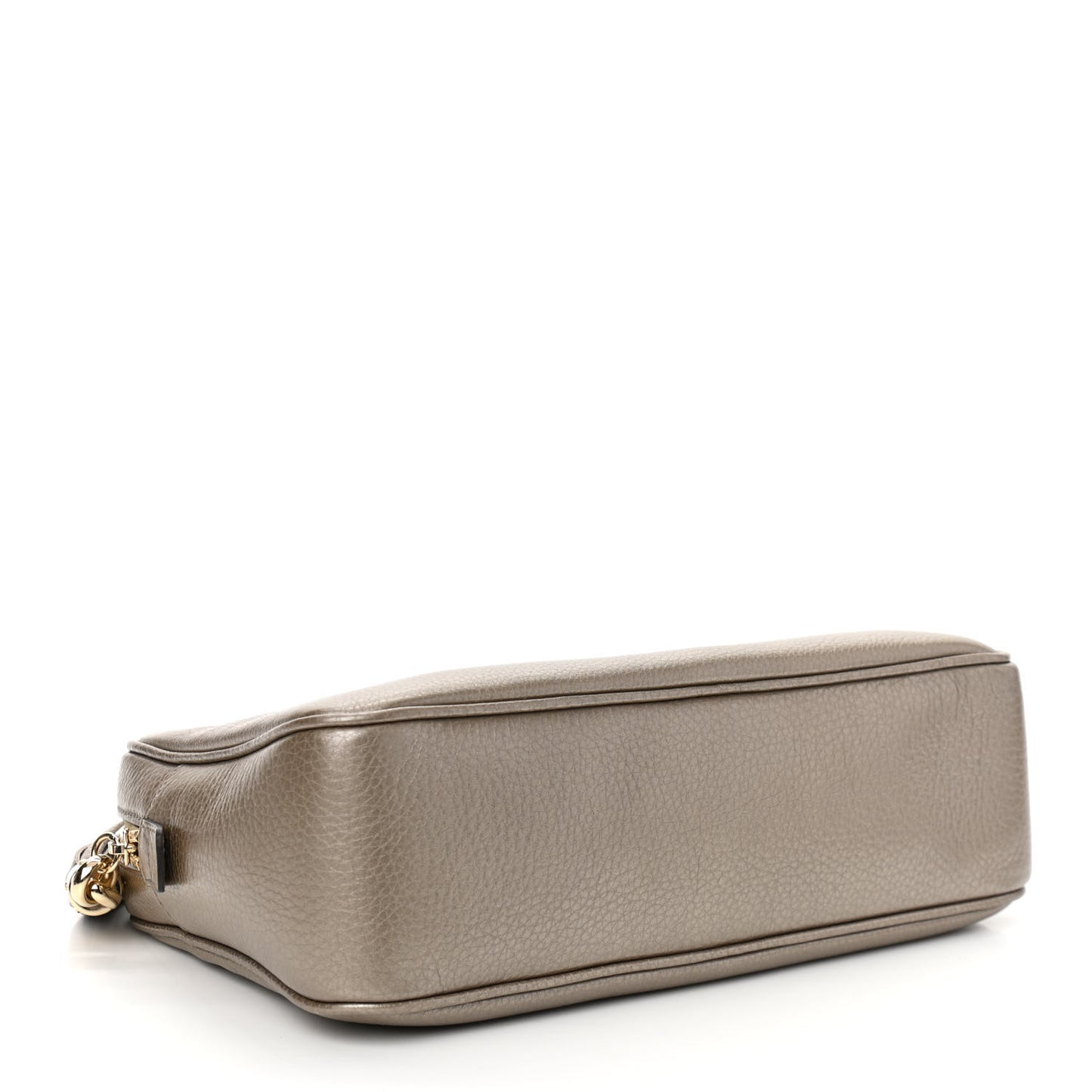 Metallic Pebbled Calfskin Small Soho Bowler Golden Beige