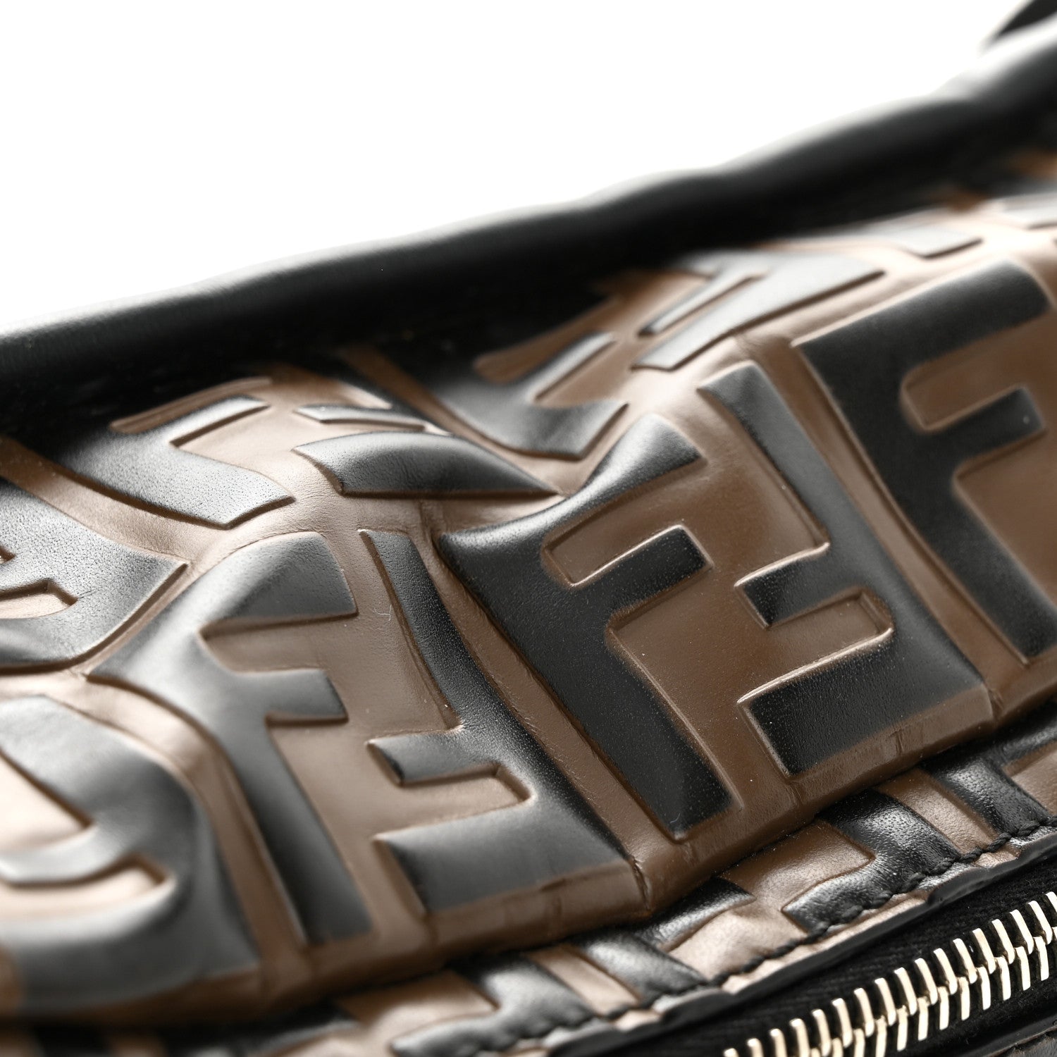 Fendi Vitello Century Bi-Color FF 1974 Embossed Belt Bag Maya Black 13 of 15