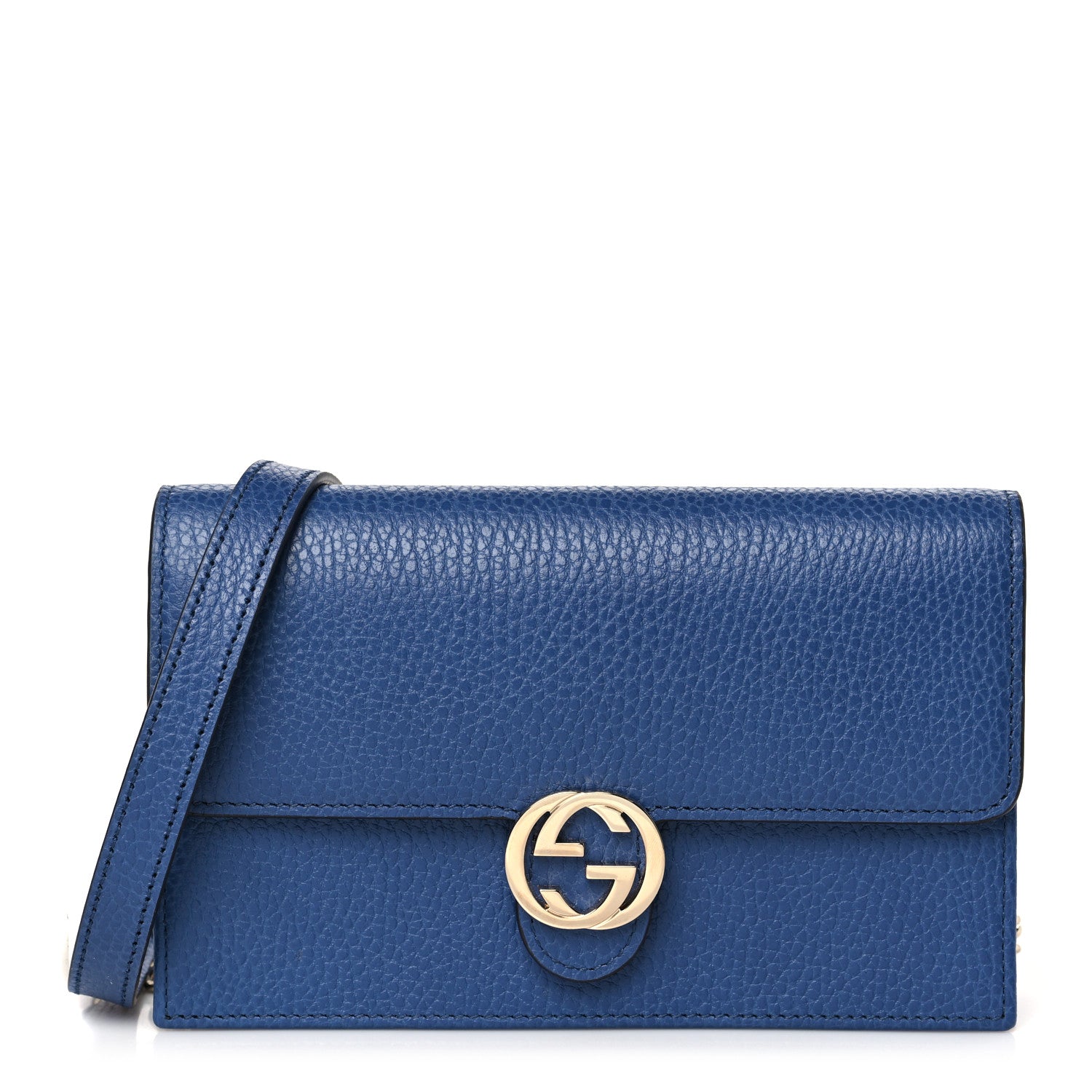 Gucci Dollar Calfskin Interlocking G Chain Wallet Caspian 1 of 8