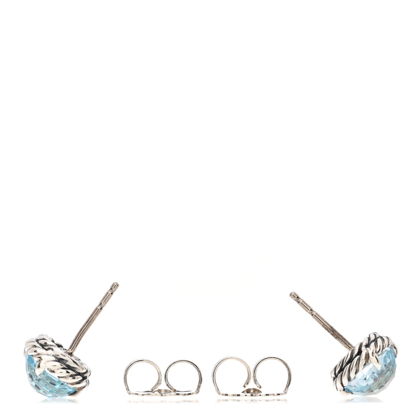 Sterling Silver Blue Topaz 8mm Chatelaine Earrings