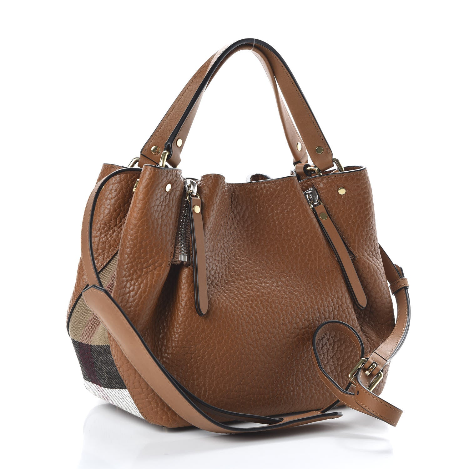 Burberry Grainy Calfskin House Check Small Maidstone Saddle Brown 2 of 8