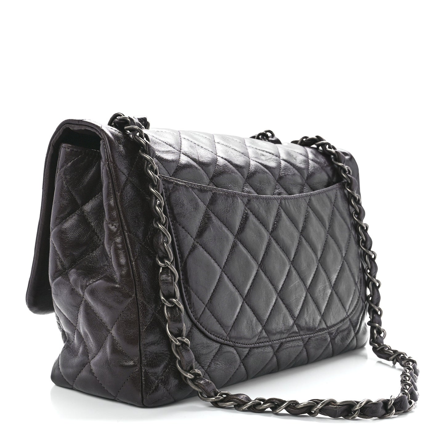 Washed Lambskin Quilted Jumbo Hybrid Reissue Flap Dark Brown