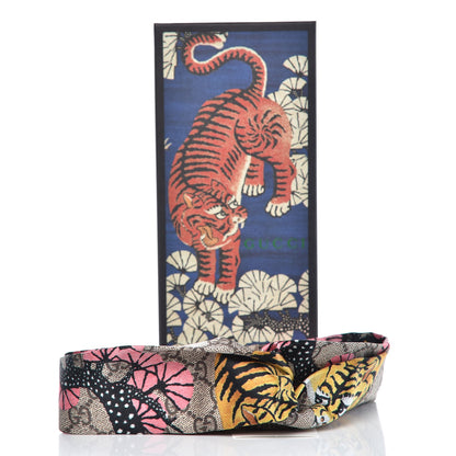 Gucci Silk Monogram Bengal Tiger Print Duchesse Headband Pink 7 of 7