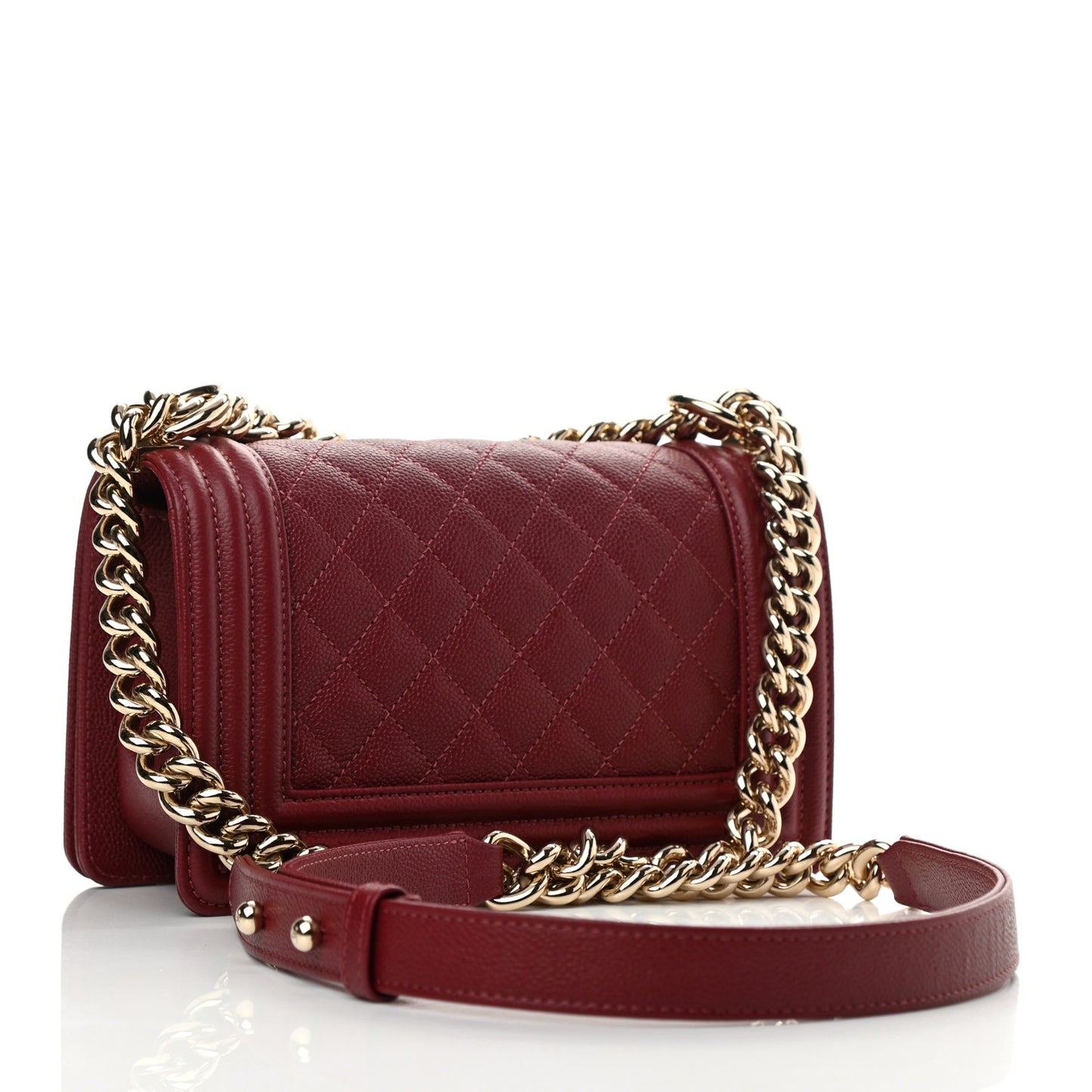 Caviar Quilted Small Boy Flap Burgundy