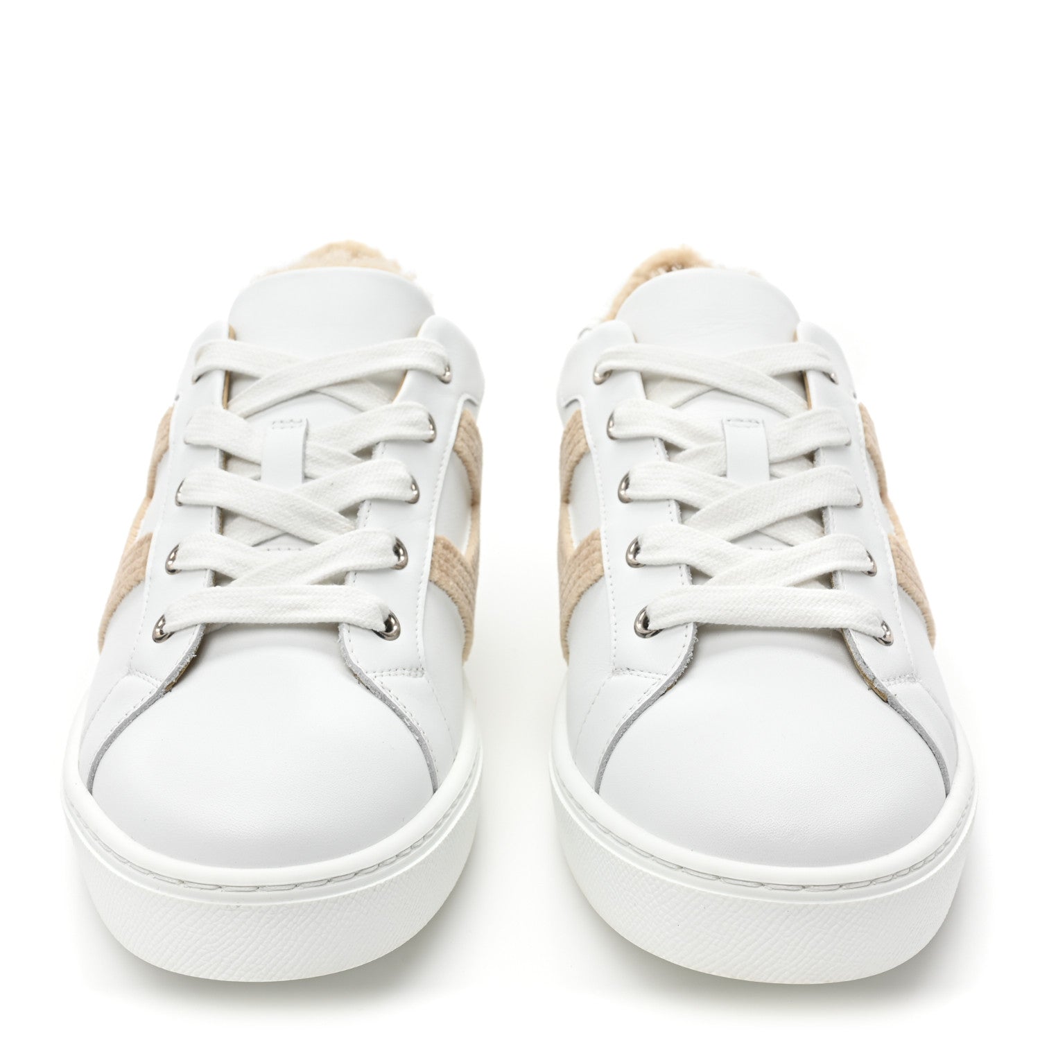 Hermes Calfskin Woolskin Womens Avantage Sneakers 39 White 2 of 7