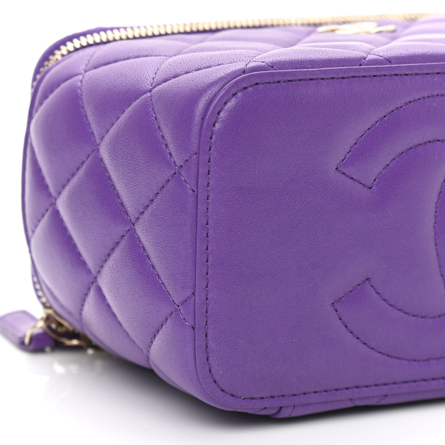 Chanel Lambskin Quilted Small Top Handle Vanity Case With Chain Purple 8 of 9