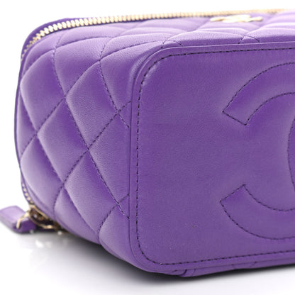 Chanel Lambskin Quilted Small Top Handle Vanity Case With Chain Purple 8 of 9