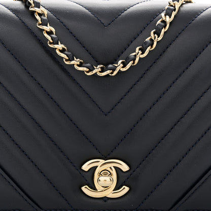 Chanel Calfskin Chevron Quilted Mini Statement Flap Navy Blue 8 of 12
